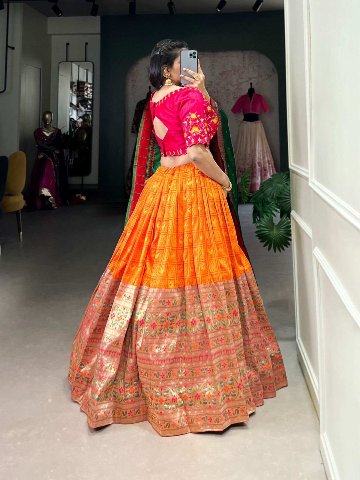 Lehenga Choli Jacquard Paithani - Image 5
