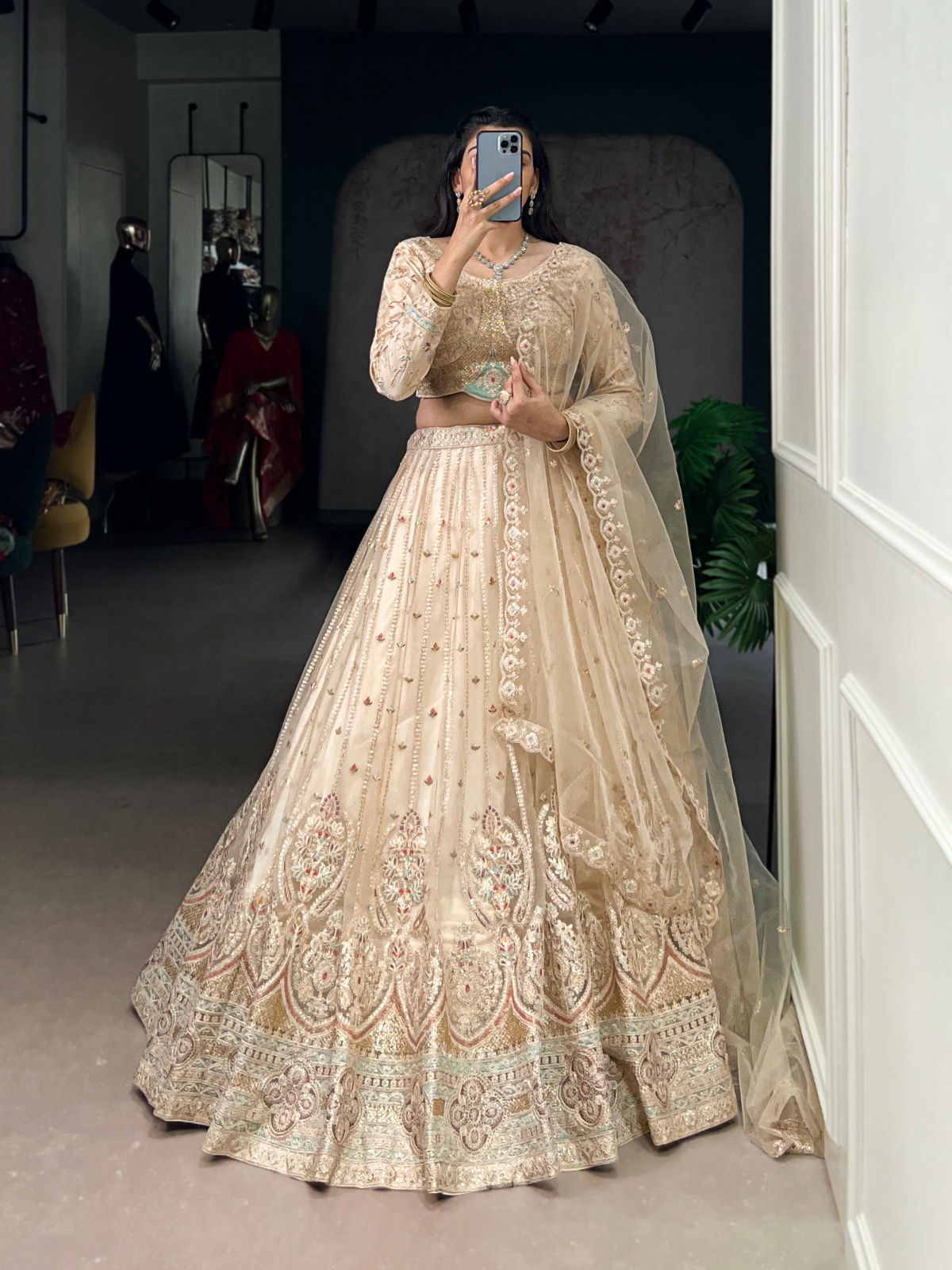 Wedding Lahenga choli Set Net Fabric